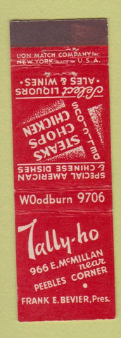 Matchbook Cover - Tally Ho Restaurant Chinese  Midget