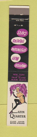 Matchbook Cover - Latin Quarter New York City Miami Beach FL Girlie 10 Strike