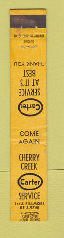 Matchbook Cover - Carter oil gas Denver Colorado WEAR 10 Strike