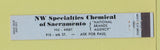 Matchbook Cover - NW Specialties Chemical Sacramento CA WEAR 10 Strike