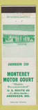 Matchbook Cover - Monterey Motor Court Aberdeen MD