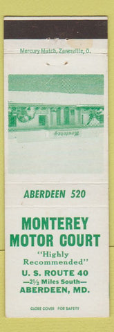 Matchbook Cover - Monterey Motor Court Aberdeen MD