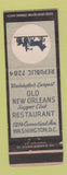 Matchbook Cover - Old New Orleans Supper Club Restaurant Washington DC WEAR