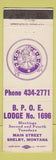 Matchbook Cover - Elks Lodge Shelby MT