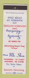 Matchbook Cover - Mr Shea Advertising Pasadena Anaheim CA Monarch Match