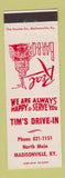 Matchbook Cover - Tim's Drive In BBQ Madisonville KY