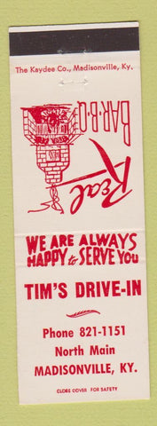 Matchbook Cover - Tim's Drive In BBQ Madisonville KY