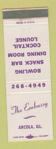 Matchbook Cover - The Embassy Arcola IL bowling WEAR