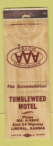 Matchbook Cover - Tumbleweed Motel Liberal KS WORN