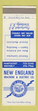 Matchbook Cover - New England Machine Electric Pawtucket RI Westerly