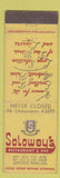 Matchbook Cover - Solowey's Restaurant Bar New York City
