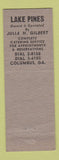 Matchbook Cover - Lake Pines Restaurant Columbus GA