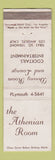 Matchbook Cover - Athenian Room Los Angeles CA WEAR