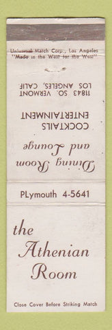 Matchbook Cover - Athenian Room Los Angeles CA WEAR