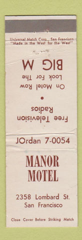 Matchbook Cover - Manor Motel San Francisco CA WEAR