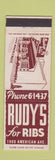 Matchbook Cover - Ruby's Ribs Long Beach CA