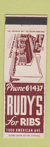 Matchbook Cover - Ruby's Ribs Long Beach CA