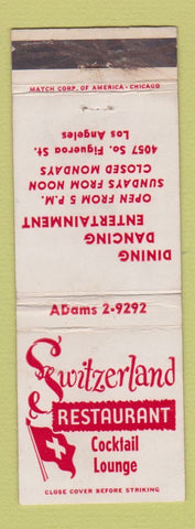 Matchbook Cover - Switzerland Restaurant Los Angeles CA WEAR