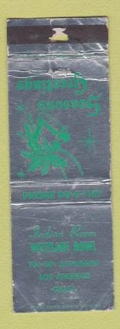 Matchbook Cover - Westlake Bowl Los Angeles CA Christmas WORN