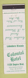 Matchbook Cover - Colonial Hotel Lakeshore Kiwanis