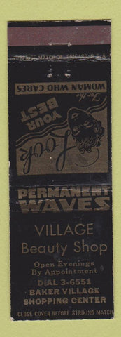 Matchbook Cover - Village Beauty Shop Baker Village WEAR