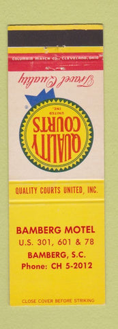 Matchbook Cover - Bamberg Motel SC Quality Courts