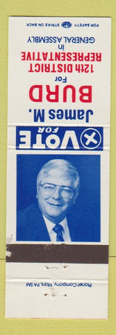 Matchbook Cover - James Burd 12th Distrcit Rep Election WEAR