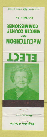 Matchbook Cover - McCutheon for Mercer County Commissioner