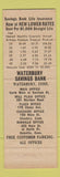 Matchbook Cover - Waterbury Savings Bank CT