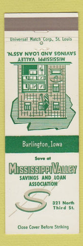 Matchbook Cover - Mississippi Valley Savings Loan Burlington IA