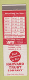 Matchbook Cover - Harvard Trust Company Cambridge Arlington Concord MA