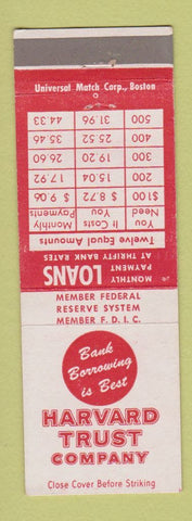 Matchbook Cover - Harvard Trust Company Cambridge Arlington Concord MA