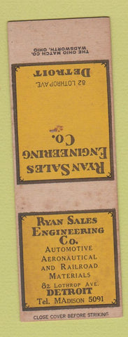 Matchbook Cover - Ryan Sales Engineering Detroit MI SAMPLE WEAR