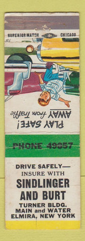 Matchbook Cover - Sindlinger Burt Insurance Elmira NY WEAR
