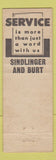 Matchbook Cover - Sindlinger Burt Insurance Elmira NY WEAR