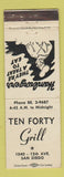 Matchbook Cover - Ten Forty Grill San Diego CA