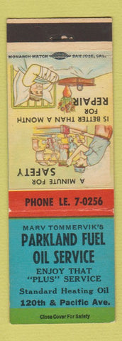 Matchbook Cover - Parkland Fuel Oil Service Marv Tommervik