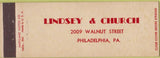 Matchbook Cover - Lindsey  and  Church Philadelphia PA