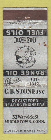 Matchbook Cover - CB Stone Fuel Oils Middletown CT WEAR