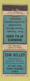 Matchbook Cover - Tom Kelley Insurance Fort Dodge IA WEAR
