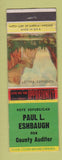 Matchbook Cover - Paul Eshbaugh County Auditor Election WEAR