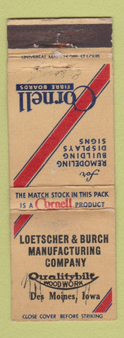 Matchbook Cover - Cornell Fibre Board Des Moines IA Loetscher Burch WORN