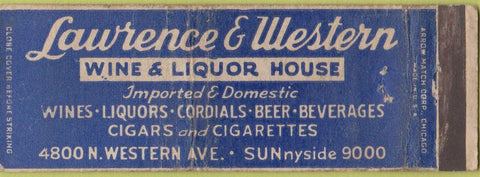 Matchbook Cover - Lawrence Western Liquors Arrow Chicago? IL
