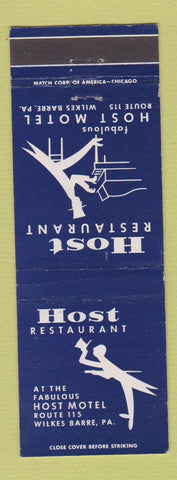 Matchbook Cover - Host Restaurant Wilkes Barre PA