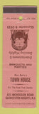 Matchbook Cover - Ken Barry's Town House Gloucester Heights NJ WEAR