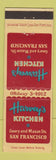 Matchbook Cover - Harvey's Kitchen San Francisco CA