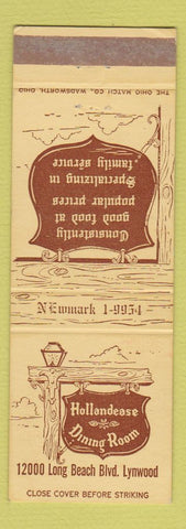 Matchbook Cover - Hollandease Dining Room Lynwood CA