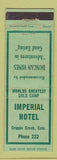 Matchbook Cover - Imperial Hotel Cripple Creek Colorado WORN