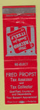 Matchbook Cover - Fred Propst Tax Assessor Collector WEAR