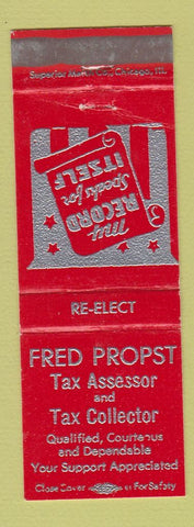 Matchbook Cover - Fred Propst Tax Assessor Collector WEAR